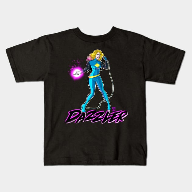 Astonishing Dazzler Kids T-Shirt by sergetowers80